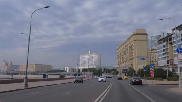 Central Streets Moscow View Moving Car Russia — Stock Video