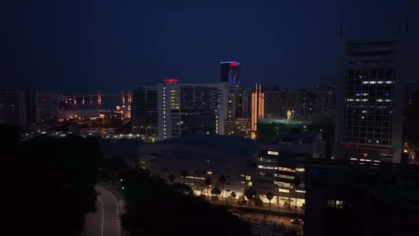 Éjszakai Panoráma Lakóépületekről Makaóban Kínában Légi Felvétel — Stock videók