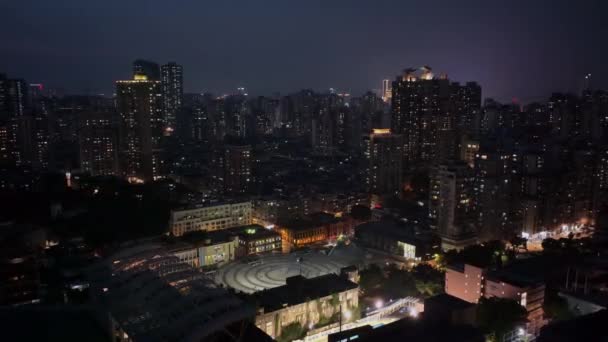 Night Panorama Residential High Rises Macau China Aerial View — Stock video