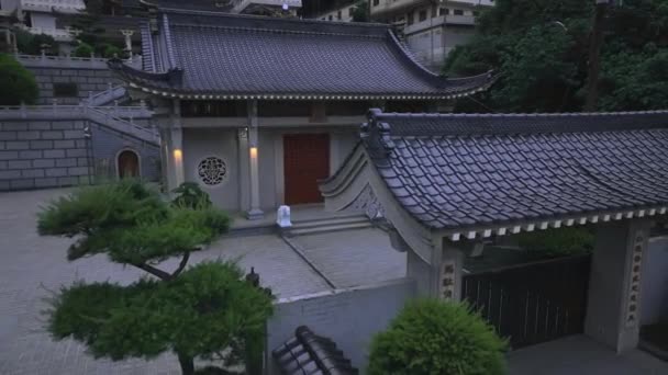 Temple Bouddhiste Cheval Blanc New Taipei Taiwan Vue Aérienne — Video