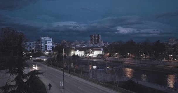 Panorama Soir Centre Ville Nis Serbie — Video