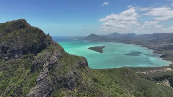モーリシャス島の風景 モーヌ ブラバント山から 空中ビュー — ストック動画