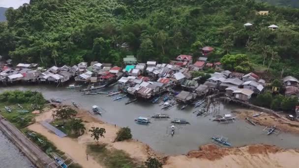 Filipino Village Water City Taytay Palawan Αεροφωτογραφία — Αρχείο Βίντεο