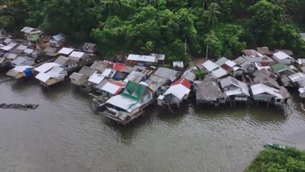 Village Philippin Sur Eau Dans Ville Taytay Palawan Vue Aérienne — Video