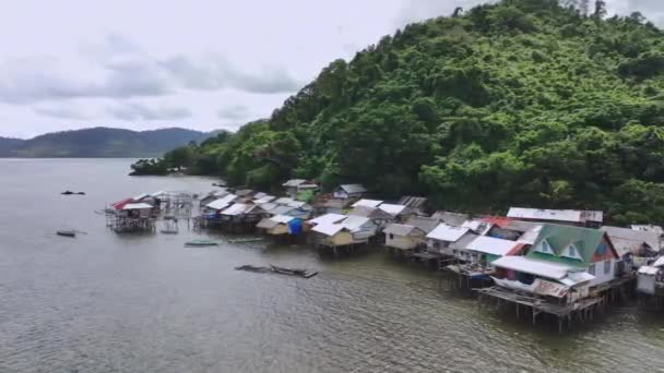 Aldeia Filipina Água Cidade Taytay Palawan Vista Aérea — Vídeo de Stock