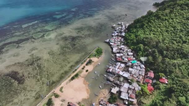 Villaggio Filippino Sull Acqua Nella Città Taytay Palawan Vista Aerea — Video Stock
