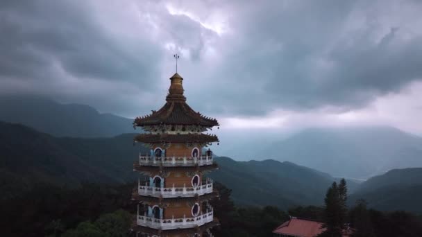 Tayvan Güneş Gölü Üzerindeki Pagoda Hava Görüntüsü — Stok video