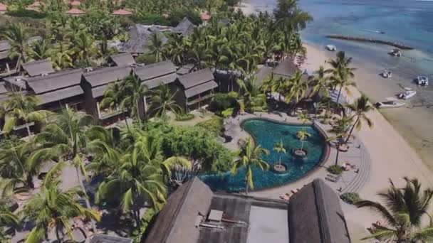 印度洋海岸热带异国情调酒店 空中景观 — 图库视频影像