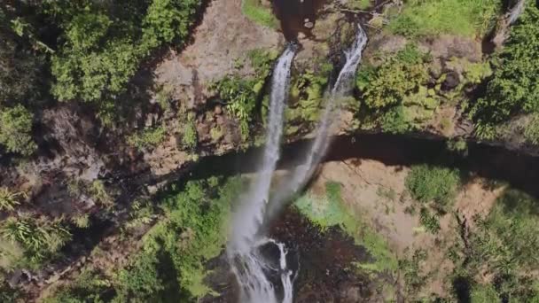 Flyger Över Den Berömda Chamarel Waterfall Mauritius Flygfoto — Stockvideo