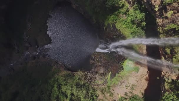 Flying Famous Chamarel Waterfall Mauritius Aerial View — Stock Video
