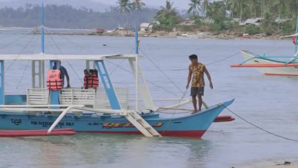 Filippini Locali Barche Tradizionali Sull Isola Palawan — Video Stock
