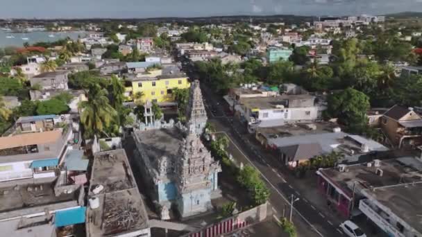 Hinduska Świątynia Grand Baie Mauritiusie Widok Lotu Ptaka — Wideo stockowe