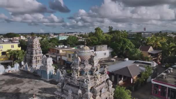 Hindu Temple Grand Baie Mauritius Aerial View — Stock Video