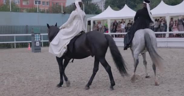 Κυρίες Άλογο Μια Ιππική Παράσταση — Αρχείο Βίντεο