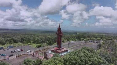 Ganga Talao Gölü 'ndeki Shiva Heykeli, Mauritius, Hava Görüntüsü