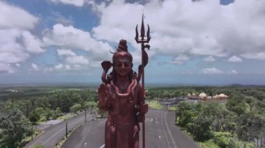 Ganga Talao Gölü 'ndeki Shiva Heykeli, Mauritius, Hava Görüntüsü