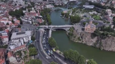 Tiflis 'in Merkezinde Uçan Hava Panoraması