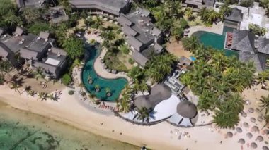 Okyanus kıyısındaki tropik cennet, Mauritius, hava manzarası