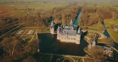 Utrecht, Hollanda 'daki Antik Kale De Haar, Hava Görüntüsü