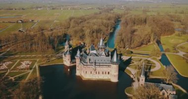 Utrecht, Hollanda 'daki Antik Kale De Haar, Hava Görüntüsü