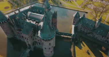 Utrecht, Hollanda 'daki Antik Kale De Haar, Hava Görüntüsü