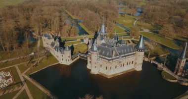 Utrecht, Hollanda 'daki Antik Kale De Haar, Hava Görüntüsü