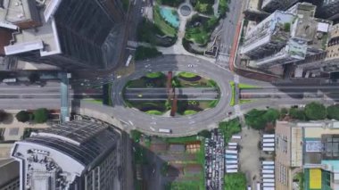 Çin 'in Macau kentindeki yolların ve binaların tepeden tırnağa görüntüsü