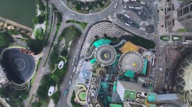 Çin 'in Macau kentindeki yolların ve binaların tepeden tırnağa görüntüsü