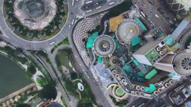 Çin 'in Macau kentindeki yolların ve binaların tepeden tırnağa görüntüsü