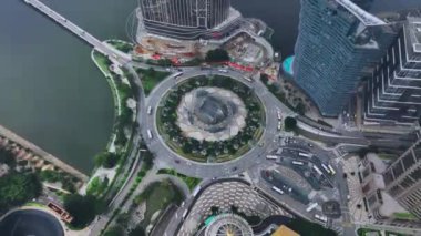 Çin 'in Macau kentindeki yolların ve binaların tepeden tırnağa görüntüsü