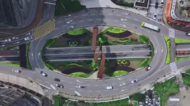 Çin 'in Macau kentindeki yolların ve binaların tepeden tırnağa görüntüsü