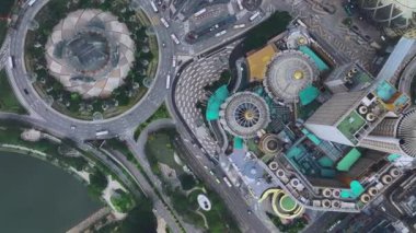 Çin 'in Macau kentindeki yolların ve binaların tepeden tırnağa görüntüsü