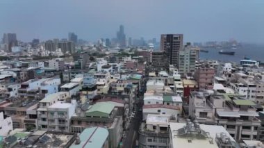 Kaohsiung, Tayvan 'daki Konut Binalarının Çatıları, Hava Görüntüsü