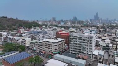 Kaohsiung, Tayvan 'daki Konut Binalarının Çatıları, Hava Görüntüsü