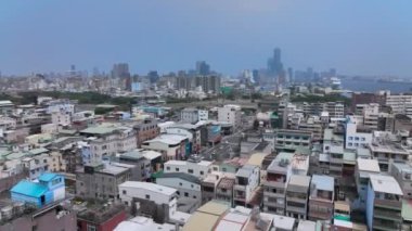Kaohsiung, Tayvan 'daki Konut Binalarının Çatıları, Hava Görüntüsü