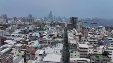 Kaohsiung, Tayvan 'daki Konut Binalarının Çatıları, Hava Görüntüsü