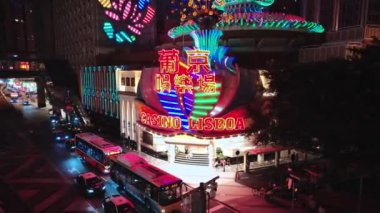 Makao 'daki Parlak Kumarhane Tabelaları, Gece Havası Görünümü