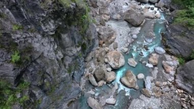 Taroko Ulusal Parkı 'ndaki Dağ Nehri, Tayvan, Hava Manzarası