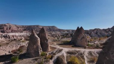 Kapadokya, Türkiye 'de Olağandışı Kayaların Gündüz Panoraması, Hava Görünümü