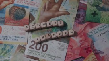 Schweiz Franken yazısıyla İsviçre Frangı 'nın farklı mezheplere yakın çekimleri