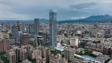Taipei, Tayvan 'daki Yoğun Binaların Panoraması, Hava Görüntüsü