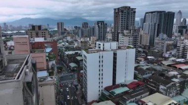 Taipei, Tayvan 'daki Yoğun Binaların Panoraması, Hava Görüntüsü