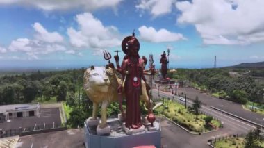 Mauritius Adası 'ndaki devasa Hindu Dini Heykelleri, Havadan Bakış