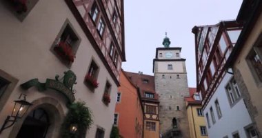Eski Rothenburg şehrinin ana caddesi Ob Der Tauber, Almanya