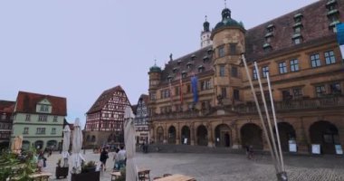 Eski Rothenburg şehrinin ana caddesi Ob Der Tauber, Almanya