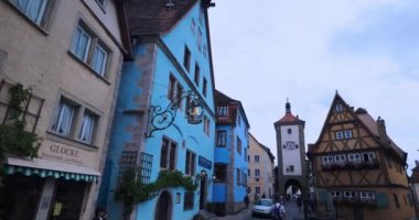 Eski Rothenburg şehrinin ana caddesi Ob Der Tauber, Almanya
