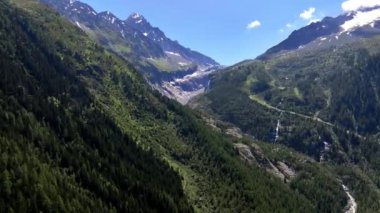 Chamonix, Fransa 'nın Manzaraları Arasındaki Arjantin Buzulu, Hava Görüntüsü
