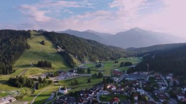 Seefeld Resort 'un Yazın Panorama' sı, Tyrol, Avusturya, Hava Görüntüsü