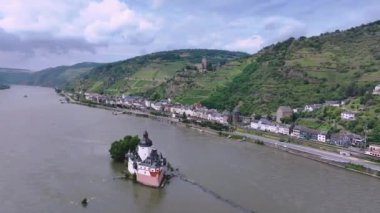 Pfalzgrafenstein Şatosu Kaub, Almanya 'da, Hava Görüntüsü