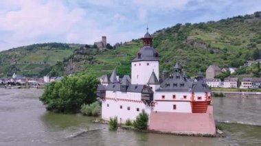 Pfalzgrafenstein Şatosu Kaub, Almanya 'da, Hava Görüntüsü